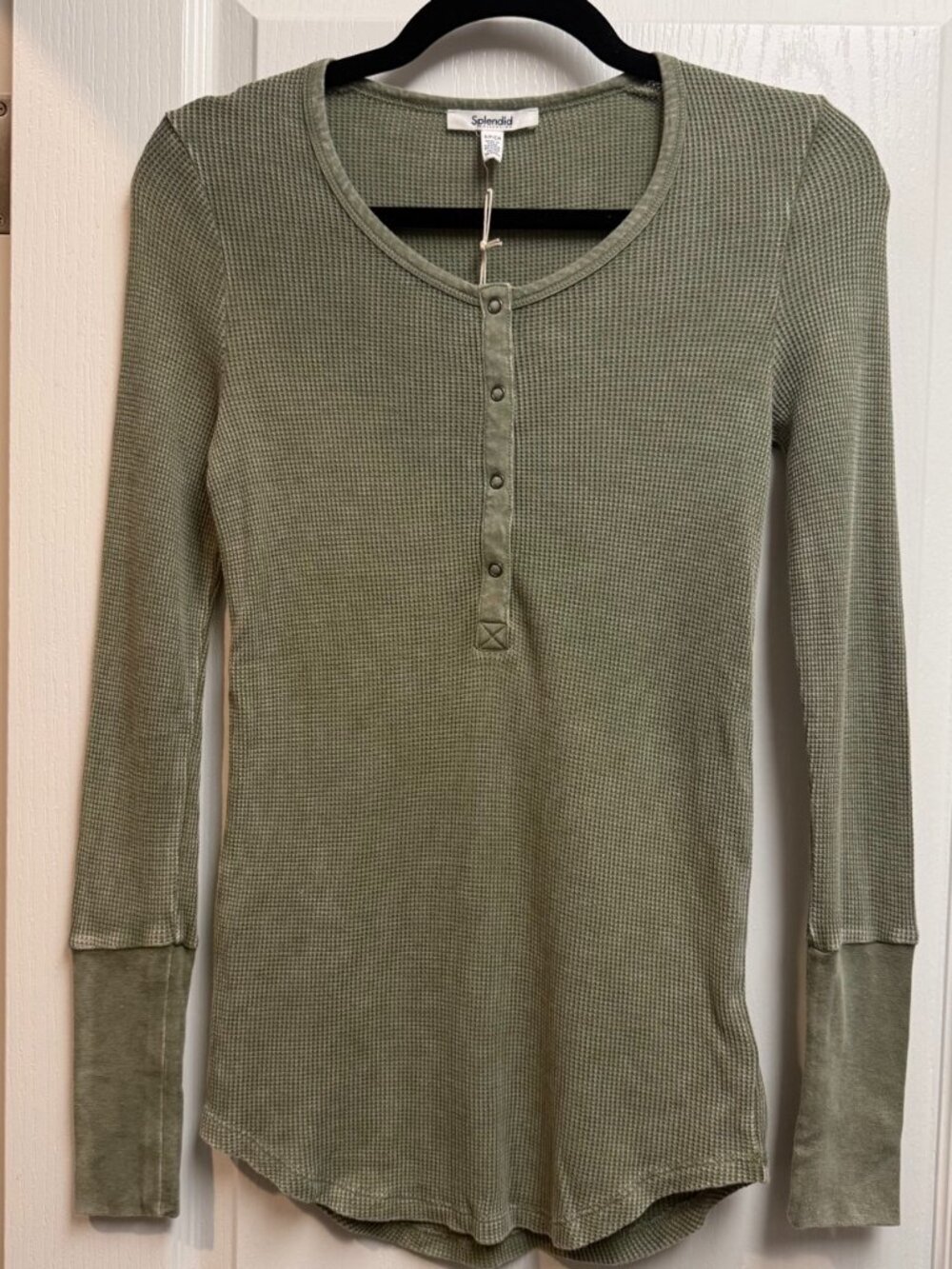 NWT Splendid Olive Green Thermal Forever Henley Size S